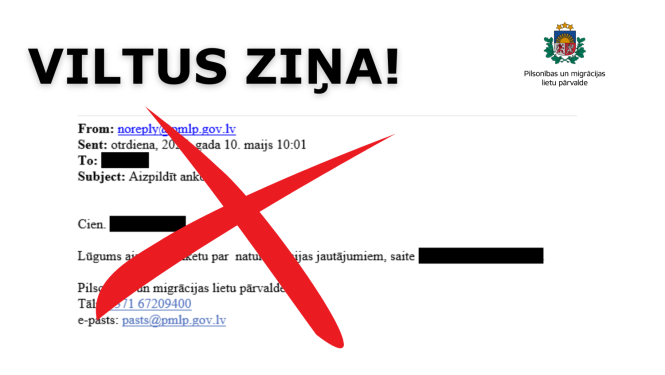 Piemērs, kā izskatās viltus ziņa