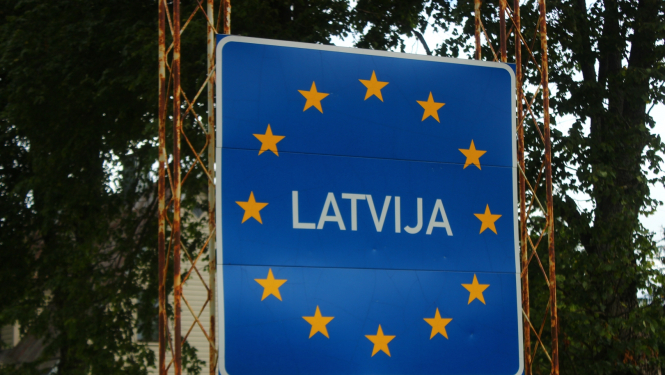 Border sign of Latvia
