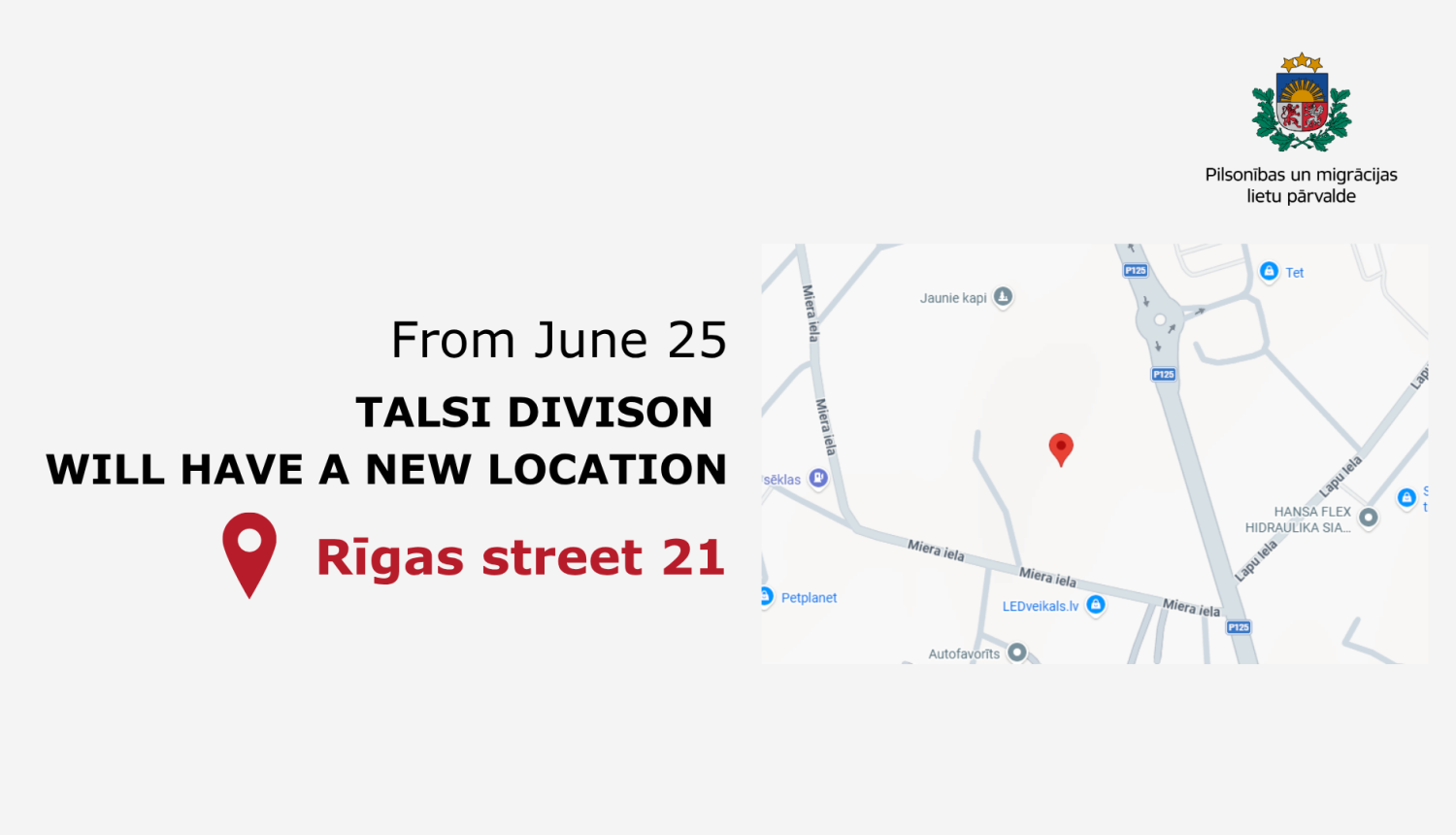 Talsi division new location