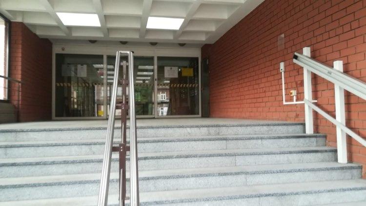 entrance to the building with ladder