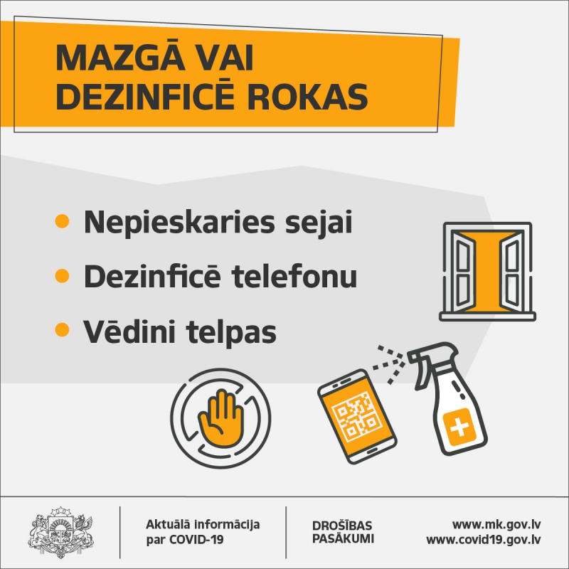 Informatīvs materiāls - mazgā vai dezinficē rokas!