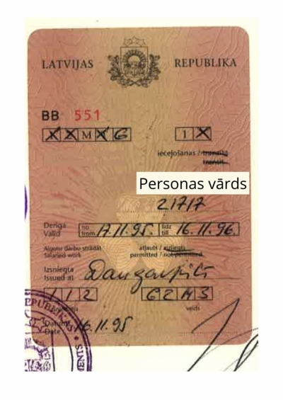 Vecā Latvijas vīza, paraugs