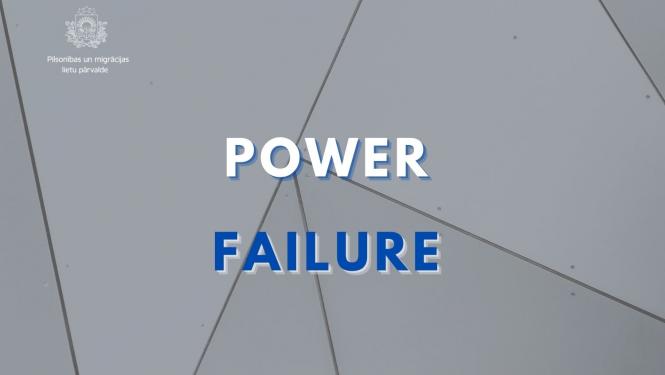 Text on gray background "Power failure"