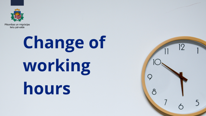 Text: Change of working hours. Wall clock