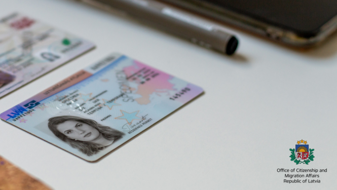 Residence permit card on a table