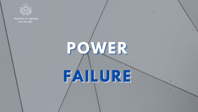Text on gray background "Power failure"