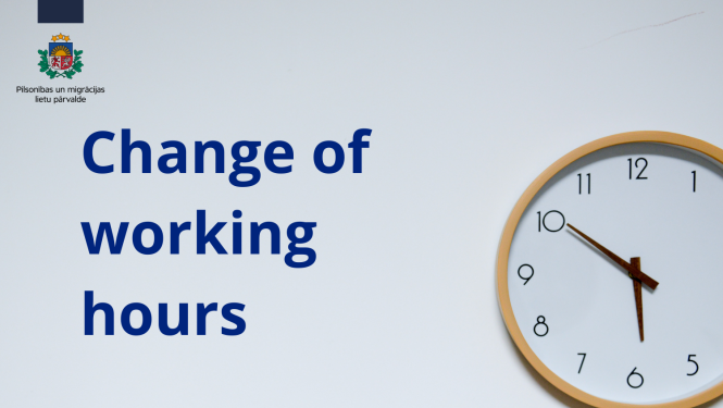 Text: Change of working hours. Wall clock