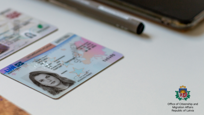Residence permit card on a table