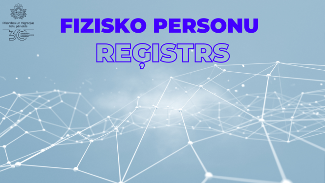 Abstrakts attēls ar uzrakstu "Fizisko personu reģistrs"
