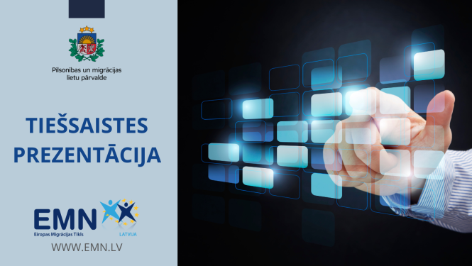 Attēls ar uzrakstu "tiešsaistes prezentācija"