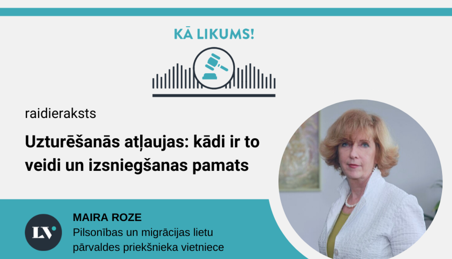 Graiskais attēls ar PMLP vadītāja vietnieci Mairu ROzi un tekxtu par raidījuma saturu