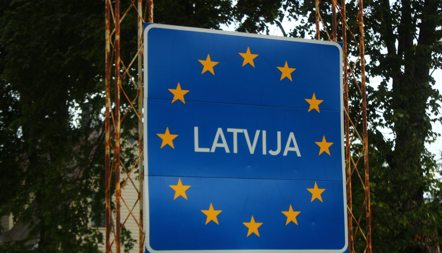 Border sign of Latvia