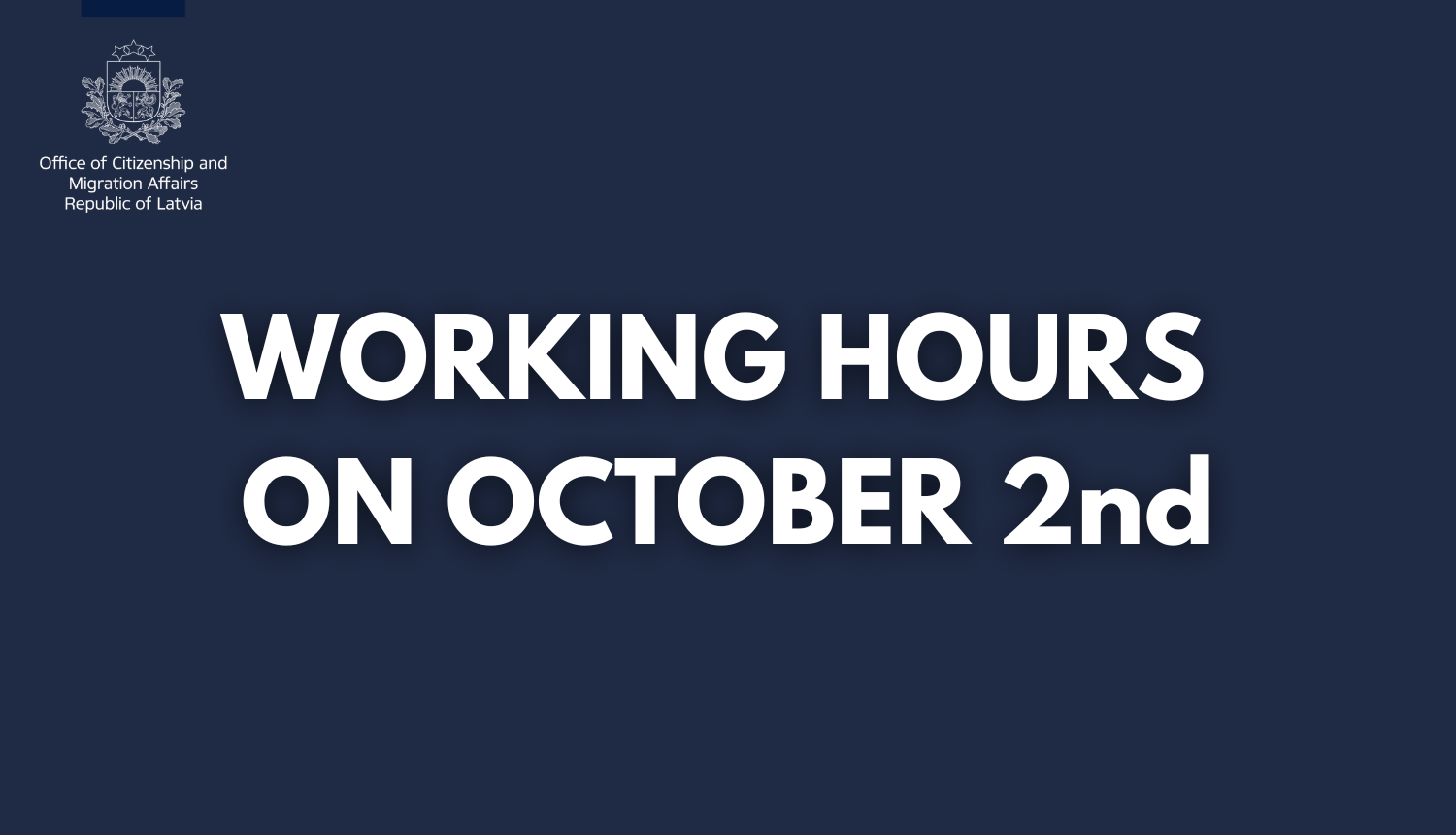Text on blue background: working hours on october 2nd