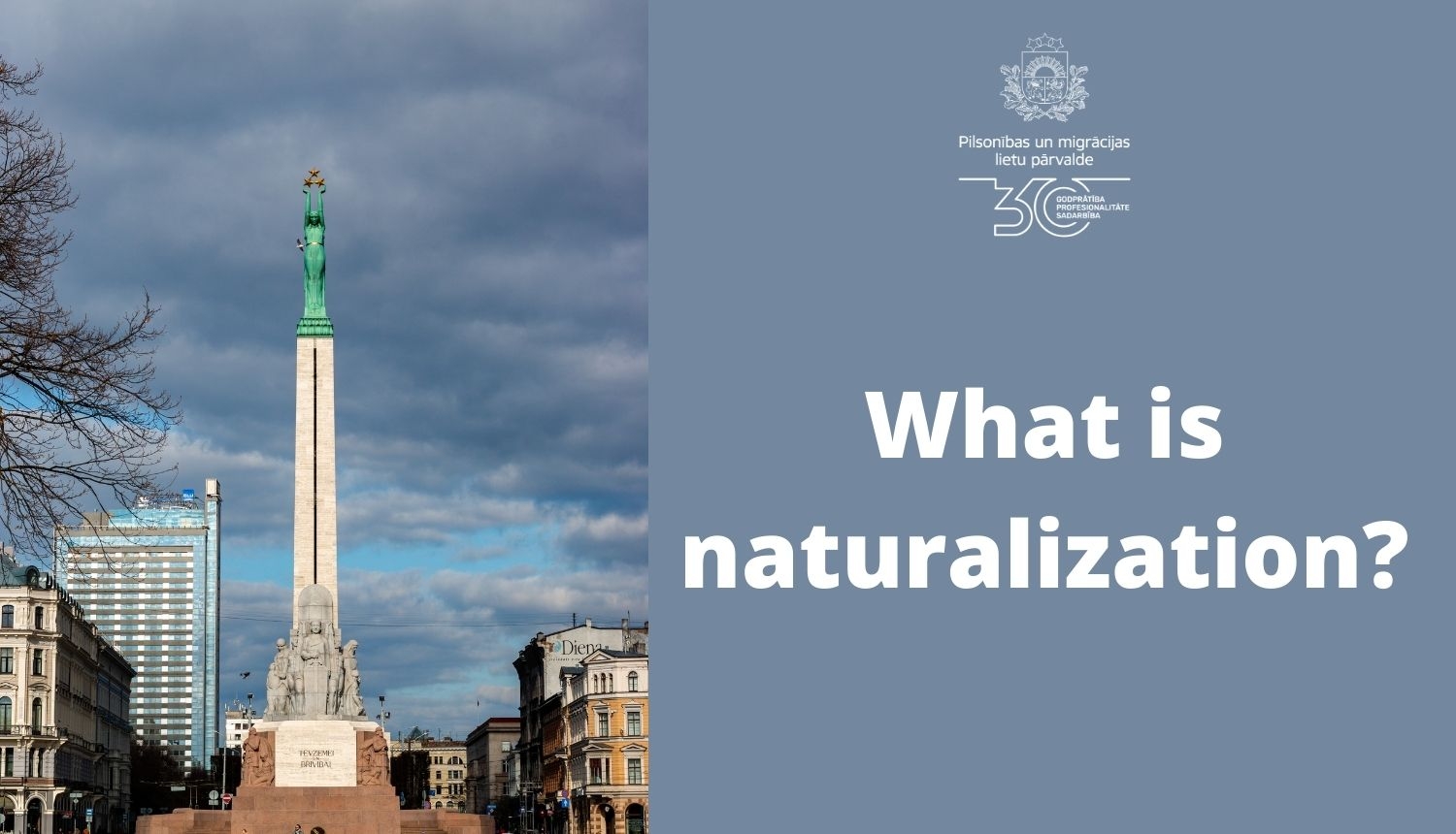 the freedom Monument and text: "What is naturalization?"