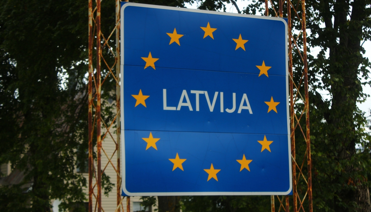 Border sign of Latvia